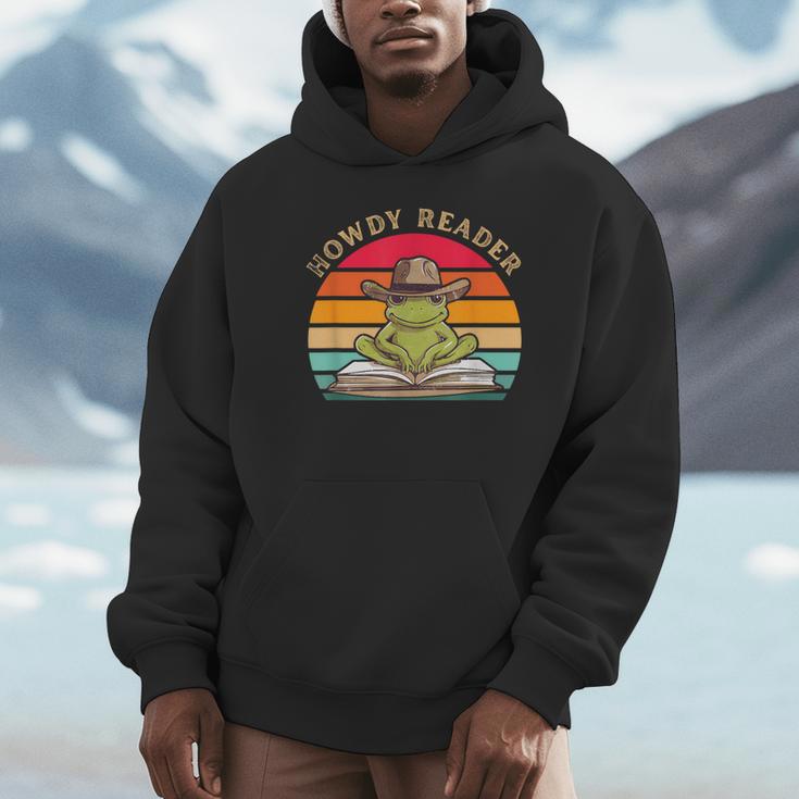 Howdy Reader Frog Reading Book Vintage Unisex Hoodie