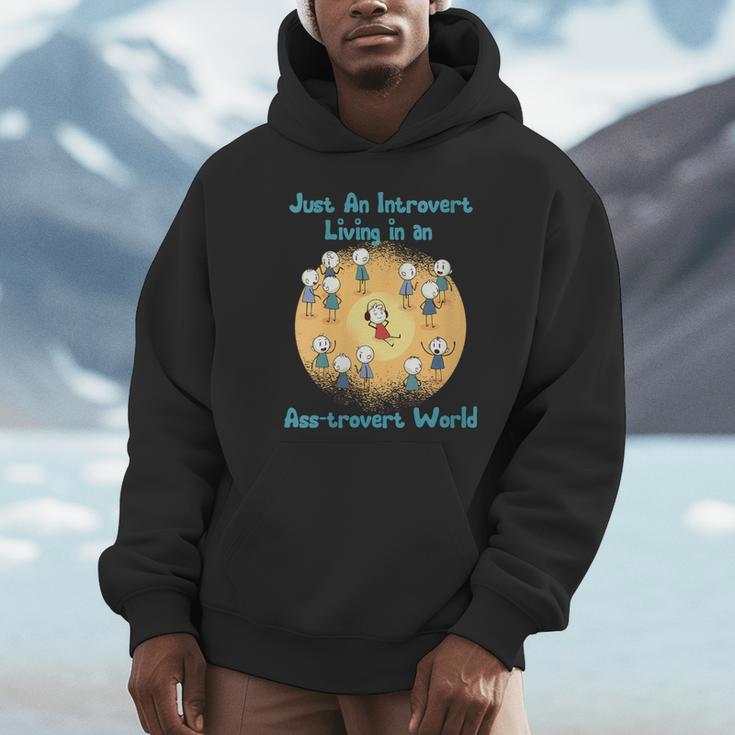 Introvert Extrovert Cartoon In Asstrovert World Unisex Hoodie
