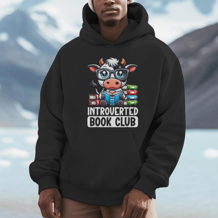 Introverted Book Club Reading Lover Cow Unisex Hoodie