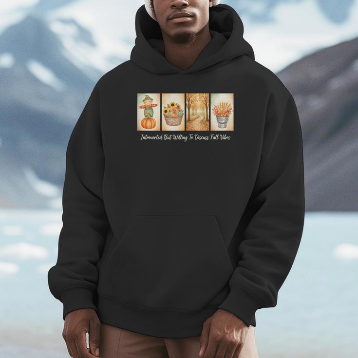 Introverted But Willing To Discuss Fall Vibes Autumn Pumpkin Unisex Hoodie