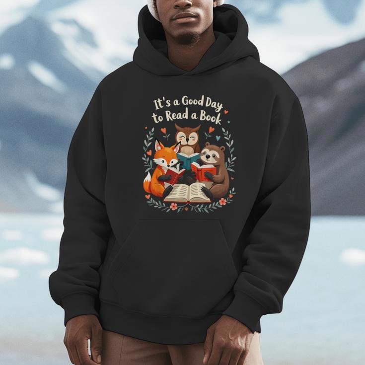 Its A Good Day To Read Book Cute Fox Sloth Owl Novel Reading Unisex Hoodie