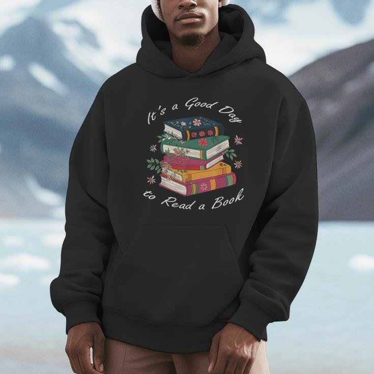 It's a Good Day To Read a Book Floral Stack Tee Unisex Hoodie