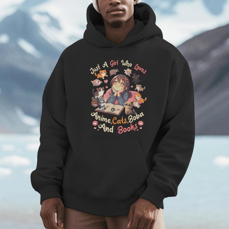 Just Girl Who Loves Anime Cats Boba And Books Bubble Tea Unisex Hoodie