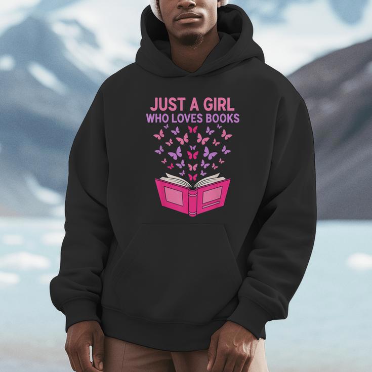 Just A Girl Who Loves Books Butterflies Reading Unisex Hoodie