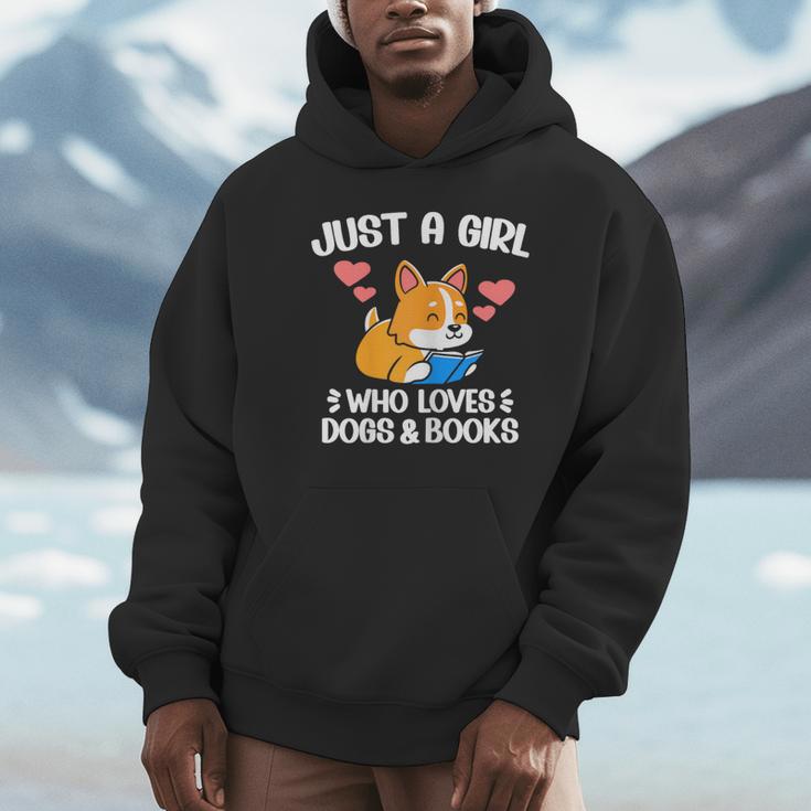 Just A Girl Who Loves Dogs And Books Reading Dog Puppy Lover Unisex Hoodie