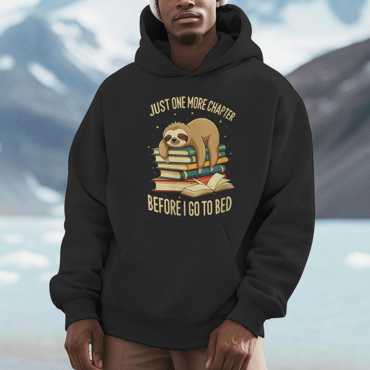 Just One More Chapter Sloth Sleeping On Books Reading Unisex Hoodie
