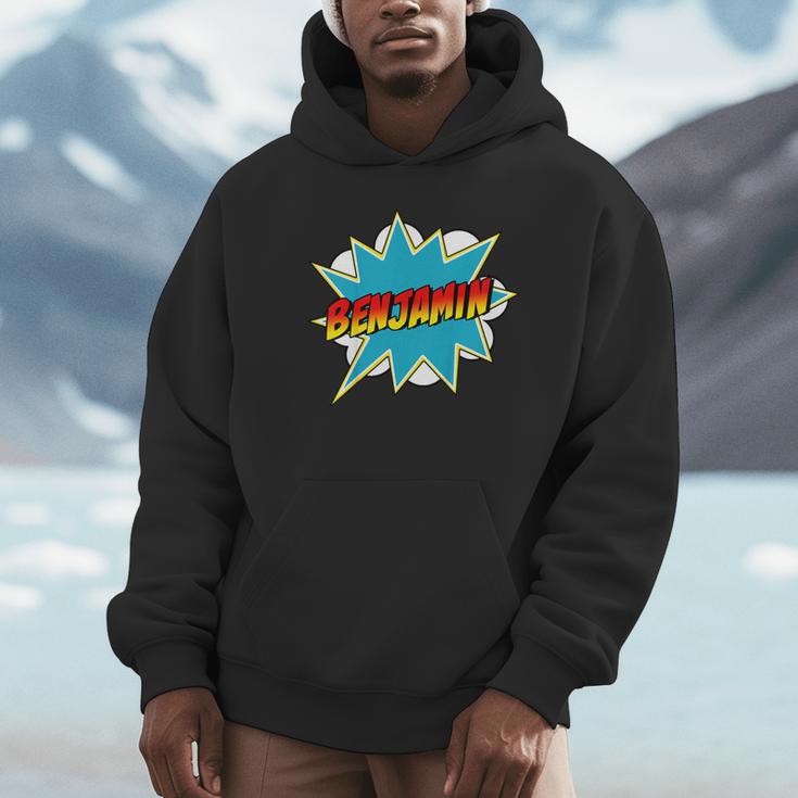 Kids Boys Benjamin Name Personalized Superhero Comic Book Unisex Hoodie
