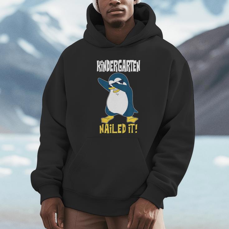 Kids Kindergarten Dabbing Penguin Nailed It Graduation Class 2021 Unisex Hoodie