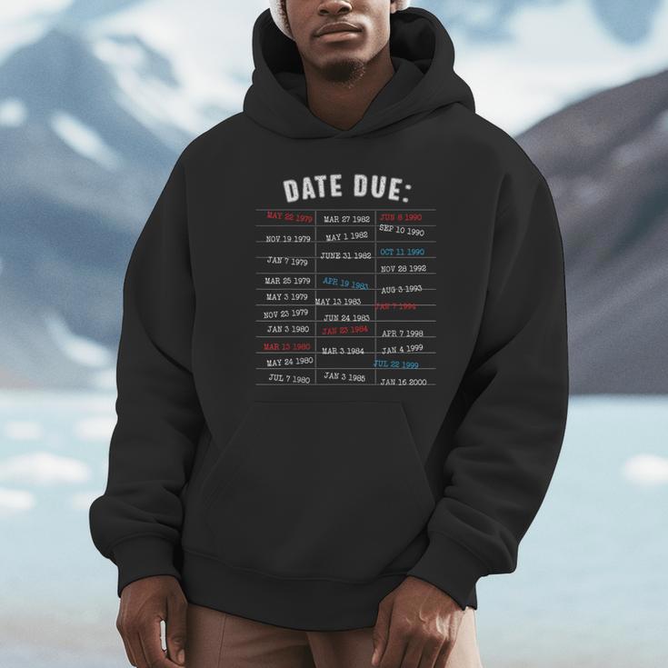 Library Due Date Stamp Card Librarian Book Reading Vintage Unisex Hoodie