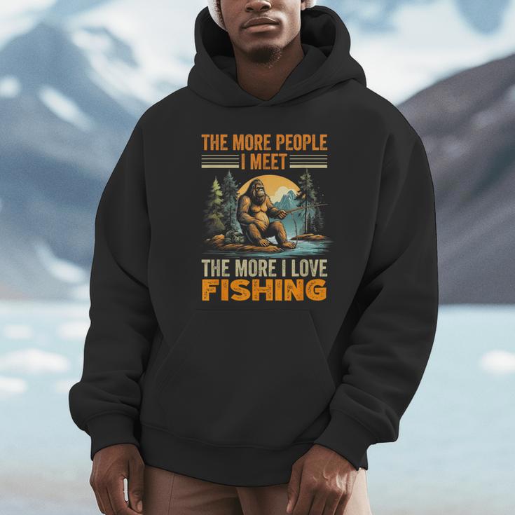 I Love Fishing Bigfoot Fisherman Introvert Sarcastic Unisex Hoodie