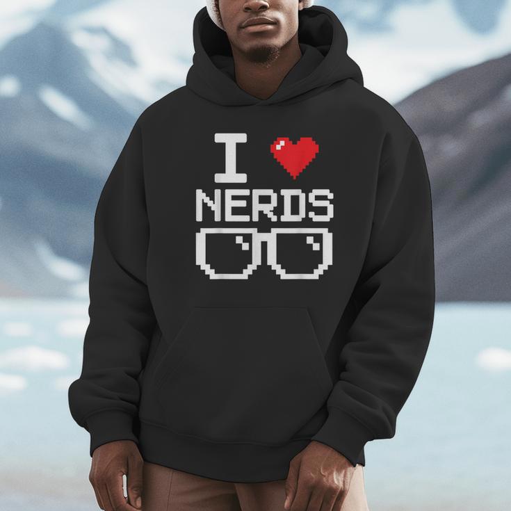 I Love Nerds I Heart Nerds For Science Book Knowledge Geeks Unisex Hoodie