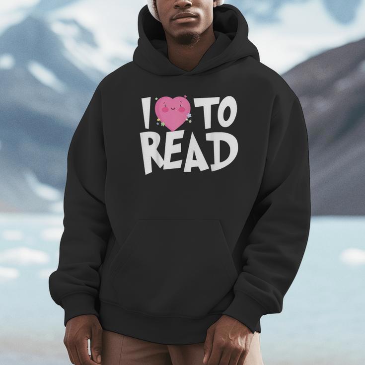 I LOVE TO READ Reading Books Bookworm Library Day Novelty Unisex Hoodie