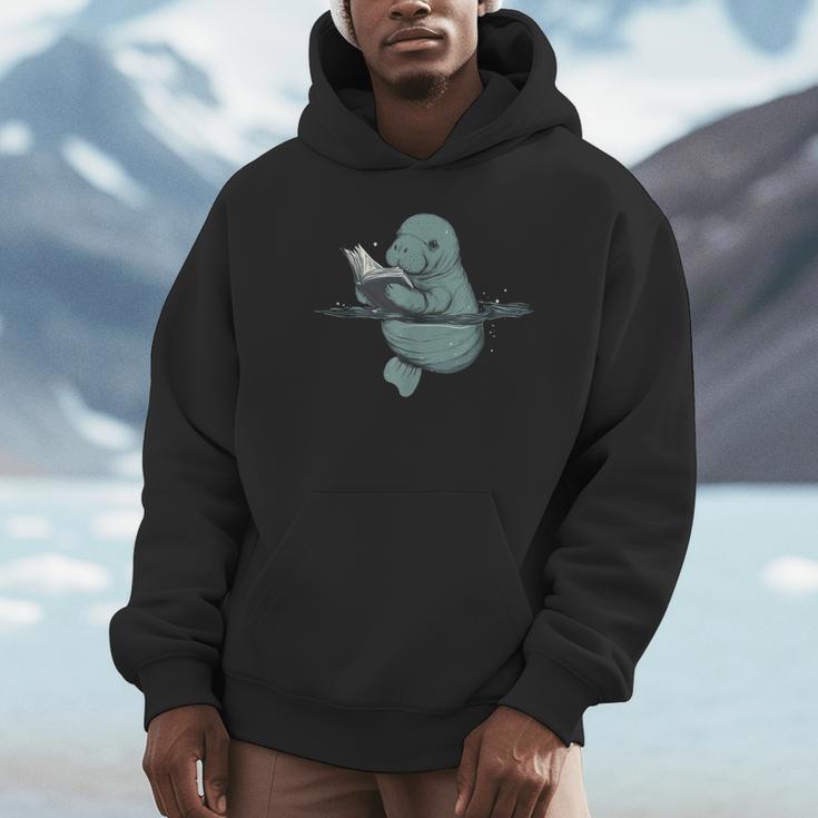 Manatee Reading Book Bookworm Manatees Ocean Animal Lover Unisex Hoodie Manatee Reading Book Bookworm Manatees Ocean Animal Lover Unisex Hoodie