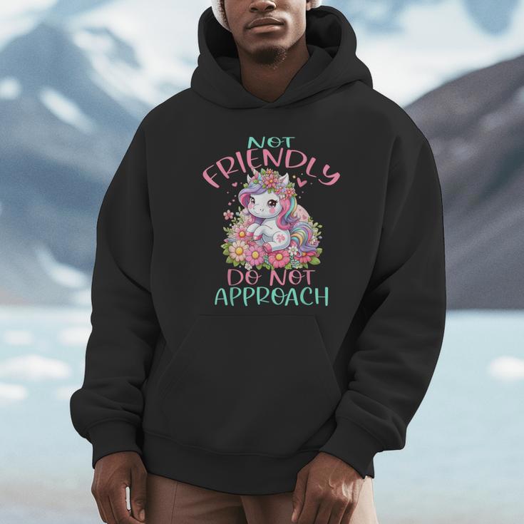 Not Friendly Do Not Approach Women & Girls Unicorn Cute Introvert & Humor Lovers For Women V-Neck Classic Fit Modern Short Sleeve Unisex Hoodie