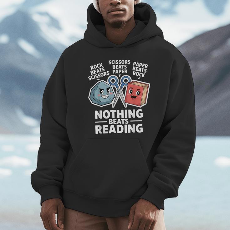 Nothing Beats Reading Rock Paper Scissors Book Lover Unisex Hoodie