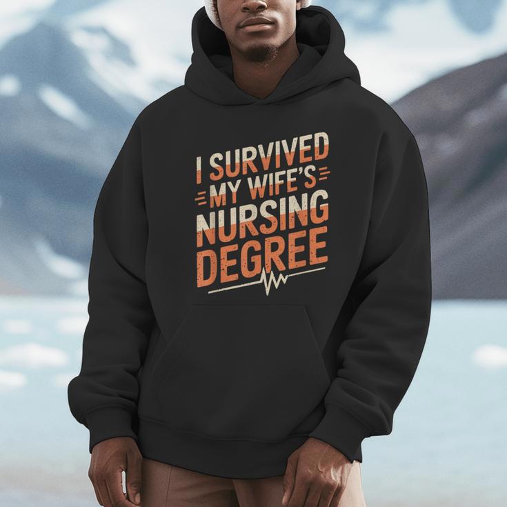 Nurse Graduation I Survived My Wife'S Nursing Degree Nurse Unisex Hoodie