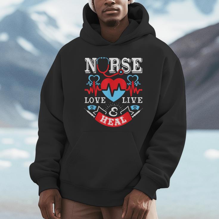 Nurse Live Love Heal Graduation Appreciation Valentines Day Unisex Hoodie