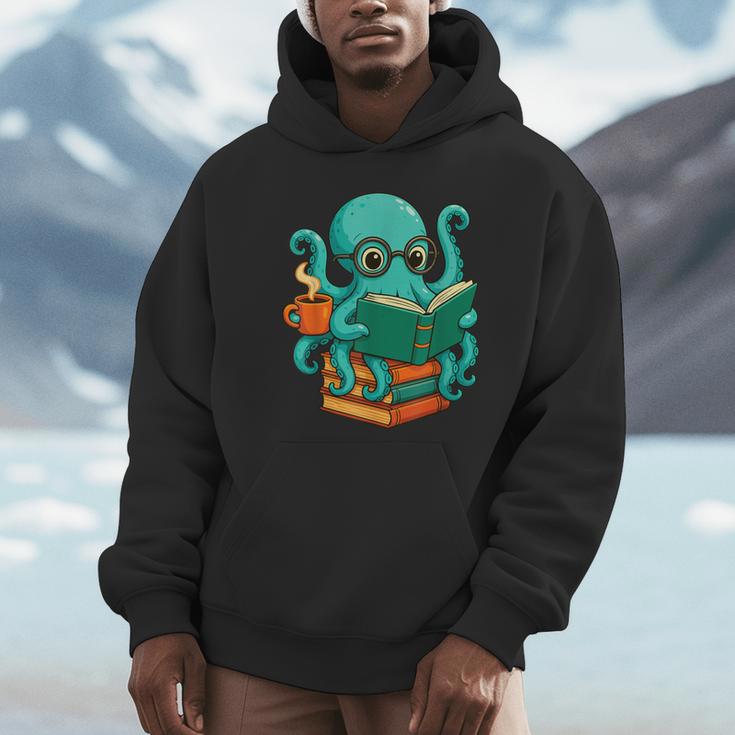 Octopus Reading Book Reading Bookworm Reader Unisex Hoodie Octopus Reading Book Reading Bookworm Reader Unisex Hoodie