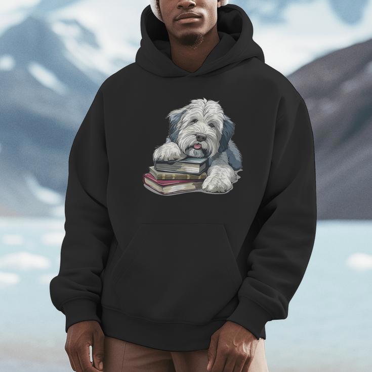 Old English Sheepdog Books Reading Dog Breed Graphic Unisex Hoodie