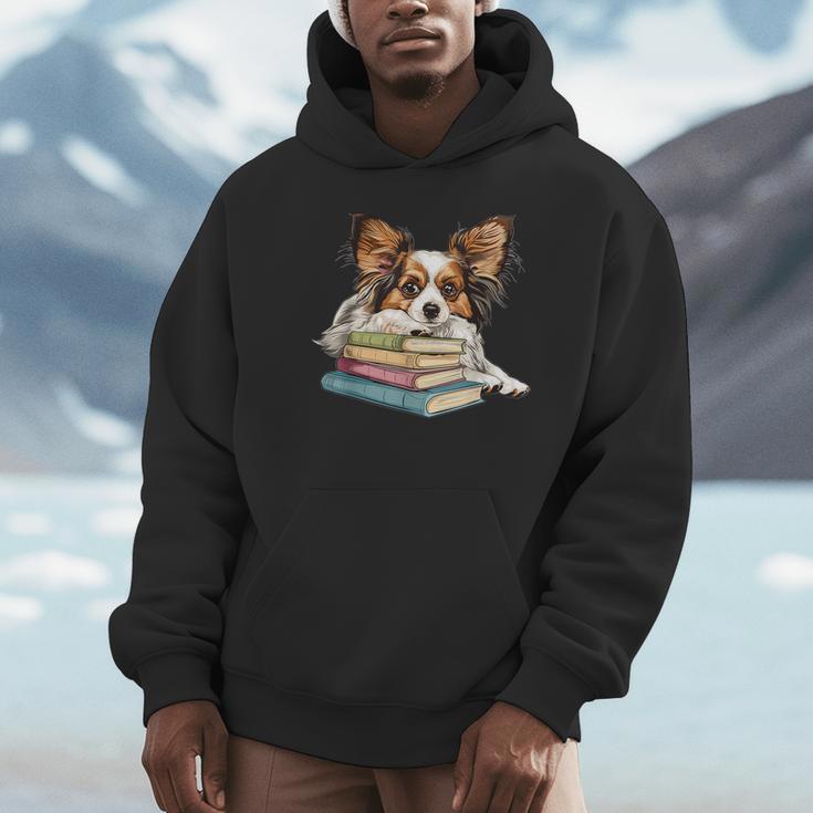 Papillon Books Reading Dog Breed Graphic For Men Women Kids Unisex Hoodie Papillon Books Reading Dog Breed Graphic For Men Women Kids Unisex Hoodie