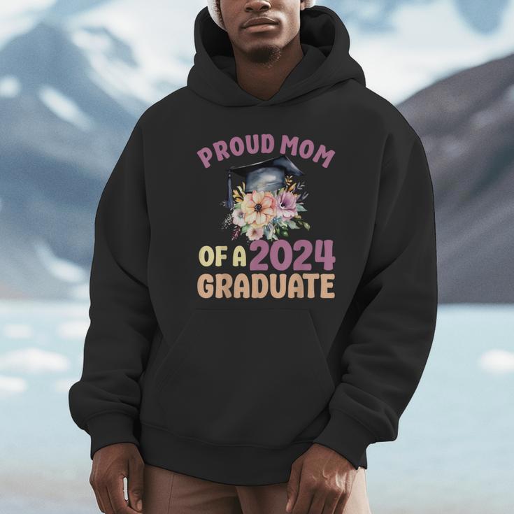 Proud Mom Of a 2024 Graduate Floral Flower Family Graduation Unisex Hoodie