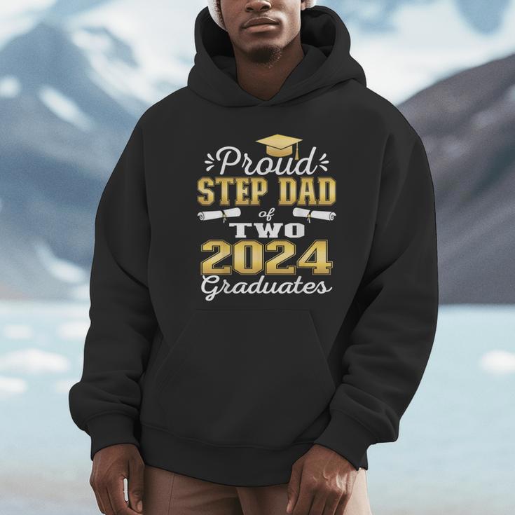 Proud Step Dad Of Two 2024 Graduate Class 2024 Graduation Unisex Hoodie