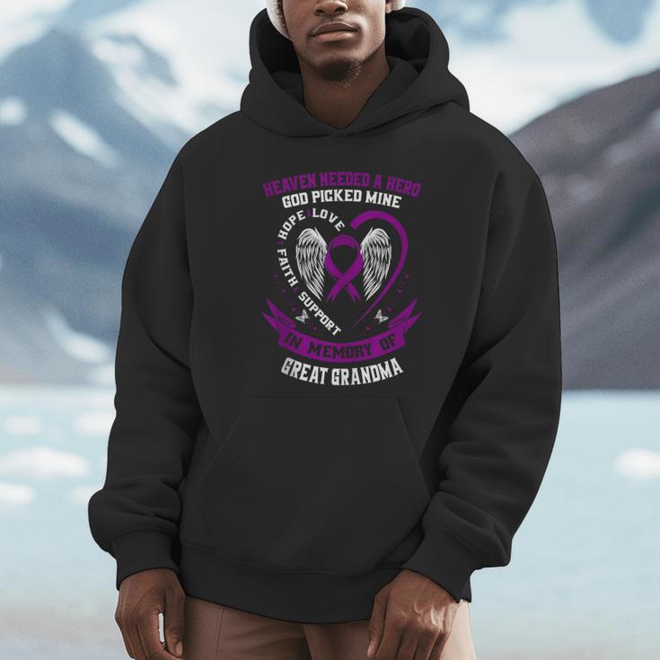 Purple In Memory Great Grandma Pancreatic Cancer Awareness Unisex Hoodie