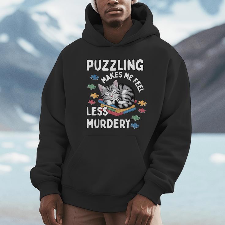 Puzzling Makes Me Feel Less Murdery Introvert Puzzle Cat Unisex Hoodie Puzzling Makes Me Feel Less Murdery Introvert Puzzle Cat Unisex Hoodie