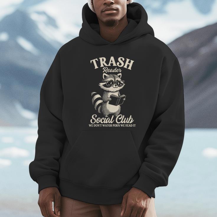 Raccoon Bookworm Readers Library Smut Reader Spicy Book Romance Rash Reader Social Club Unisex Hoodie