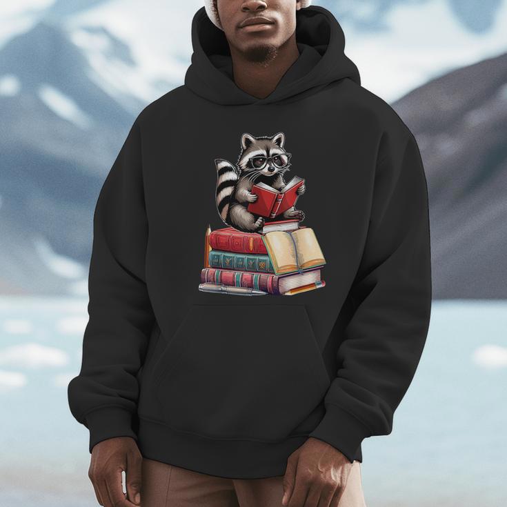 Raccoon Reading Books Matching Bookworm Readers Librarian Unisex Hoodie