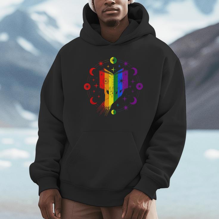 Rainbow Book With Stars And Moon Phases Gay Pride LGBT Unisex Hoodie