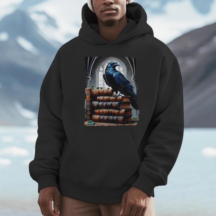 Raven On A Stack Of Books Wisdom Of Odin Unisex Hoodie