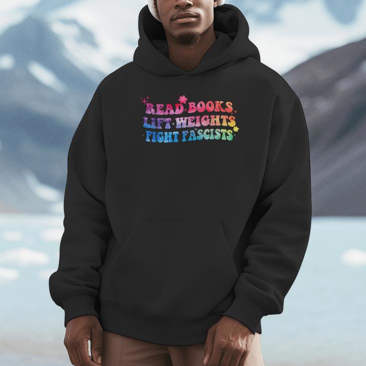 Read Books Lift Weights Fight Fascists Tie Dye Men Women Unisex Hoodie Read Books Lift Weights Fight Fascists Tie Dye Men Women Unisex Hoodie