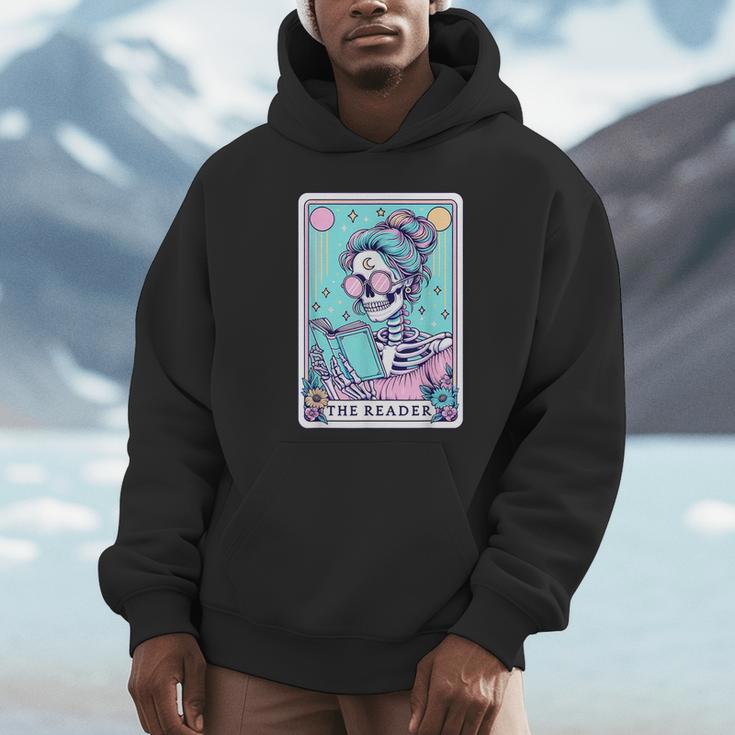 The Reader Retro Reading Skeleton Books Flowers Tarot Card Unisex Hoodie