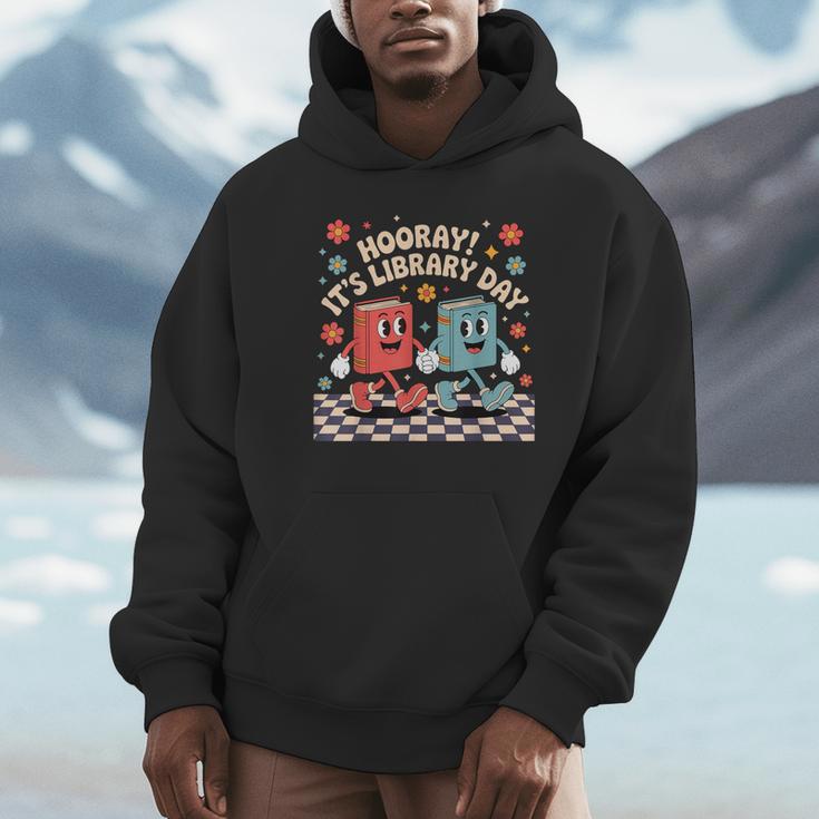 Reading Book Lover School Librarian Hooray It's Library Day Unisex Hoodie