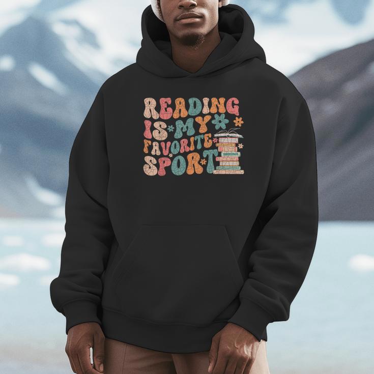 Reading Is My Favorite Sport Retro Groovy Book Lovers Unisex Hoodie