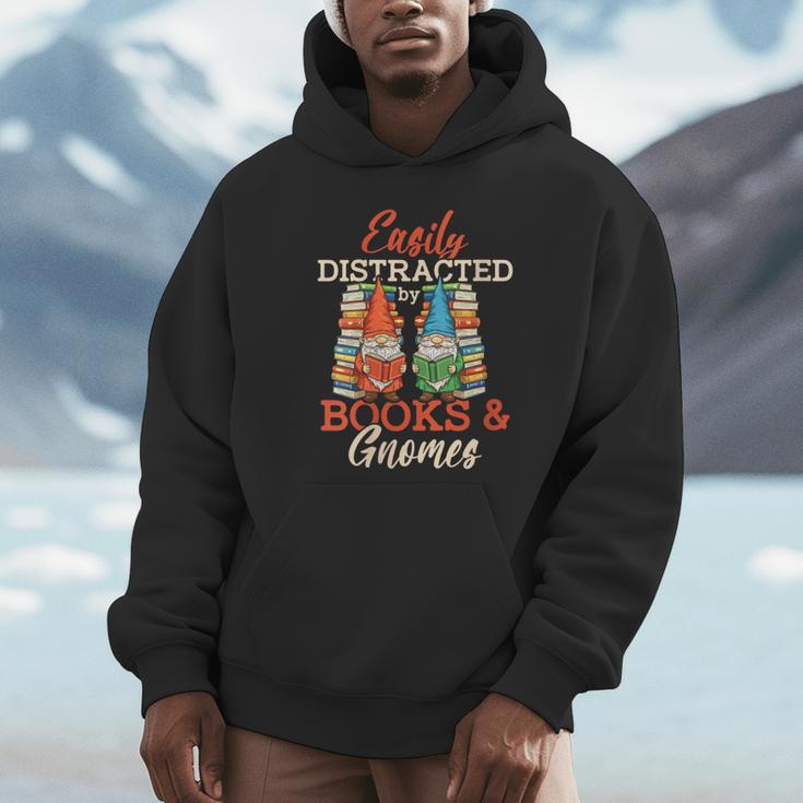 Reading Gnomes Cute Easily Distracted By Books And Gnomes Unisex Hoodie