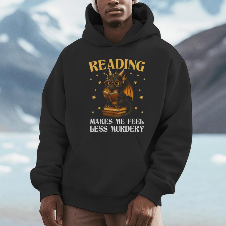 Reading Makes Me Feel Less Murdery Book Dragon Unisex Hoodie