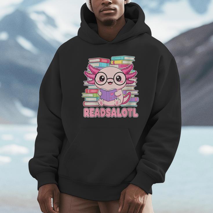 Readsalotl Axolotl Reading Book Bookworm Unisex Hoodie