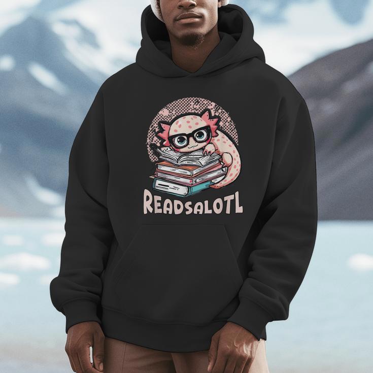 Readsalotl Axolotl Reading Books Glasses Bookworm Pun Fun Unisex Hoodie Readsalotl Axolotl Reading Books Glasses Bookworm Pun Fun Unisex Hoodie