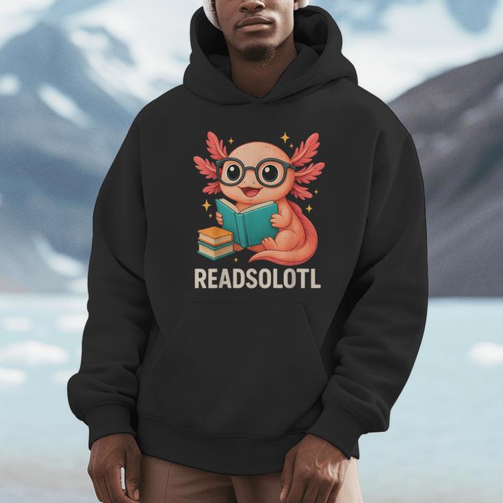 Readsolotl Kawaii Axolotl Reading Book Lover Unisex Hoodie
