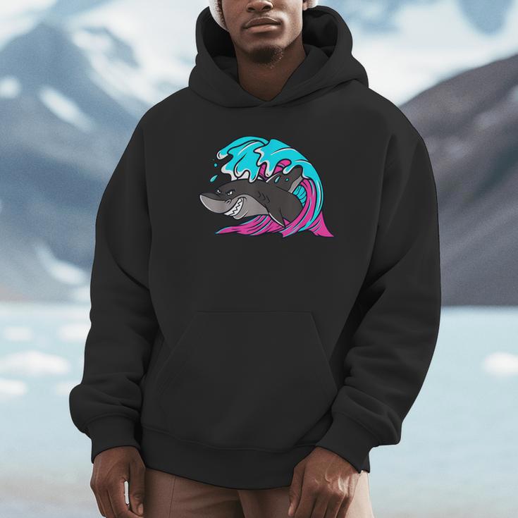 Retro 80s Shark Whale Diving Nostalgia Shark Party Unisex Hoodie Retro 80s Shark Whale Diving Nostalgia Shark Party Unisex Hoodie