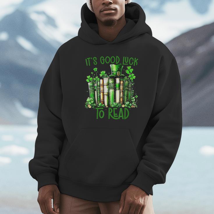 Retro Book Lucky Reading Teacher St Patrick's Day -Adults Small Cotton Blend Polyester Blend Short Sleeve Unisex Hoodie