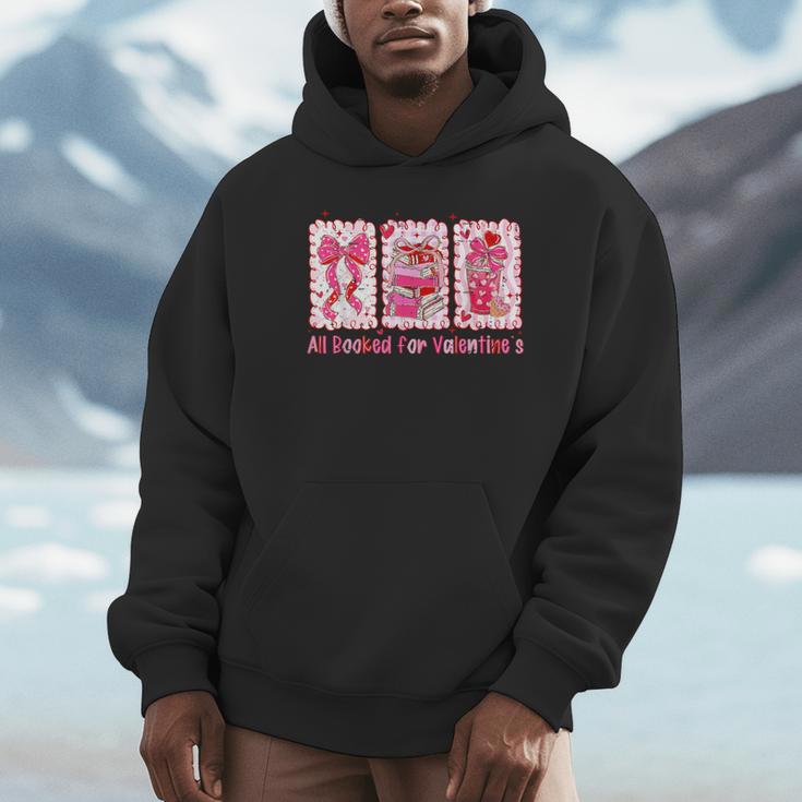 Retro Coquette Bow All Booked For Valentines Book Lover Cute Unisex Hoodie
