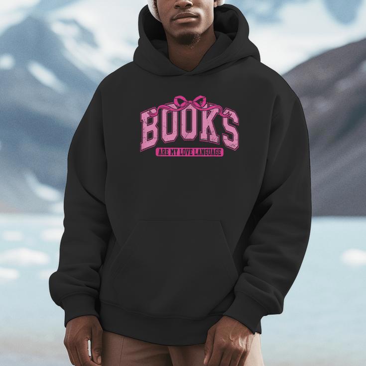Retro Pink Coquette Bow Valentine Book Lover Varsity Unisex Hoodie Retro Pink Coquette Bow Valentine Book Lover Varsity Unisex Hoodie