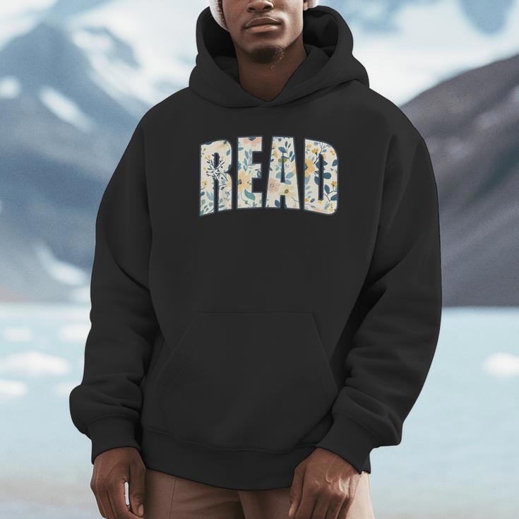 Retro Read Floral Reading Bookworm Librarian Book Lover Unisex Hoodie
