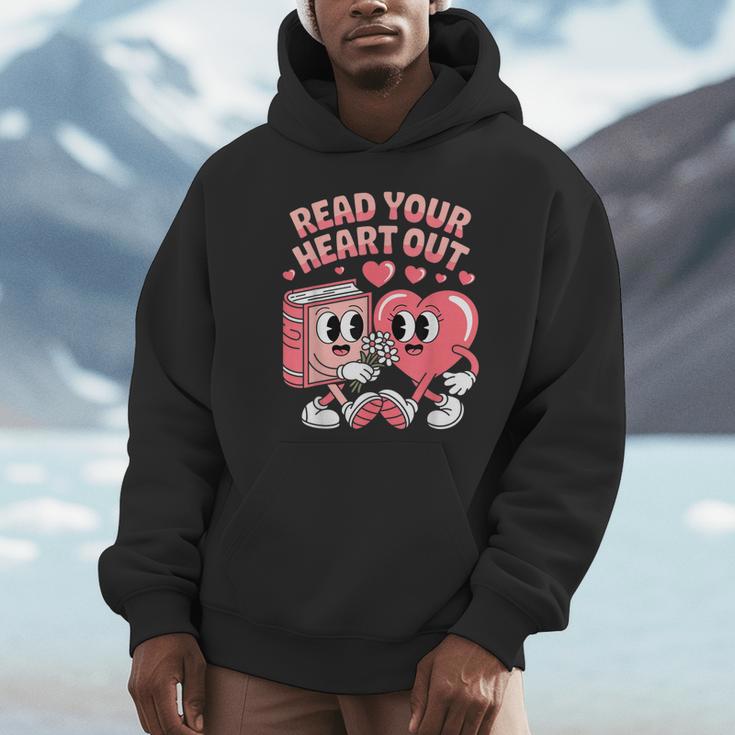 Retro Read Your Heart Out Valentine's Day Teacher Book Lover Unisex Hoodie