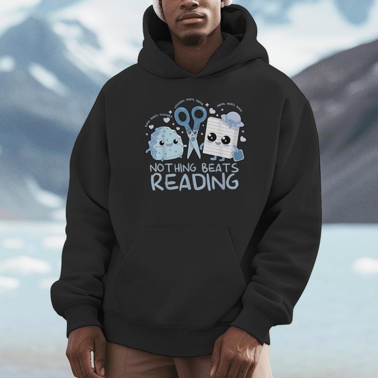 Rock Paper Scissors Nothing Beats Reading Book Lover Unisex Hoodie