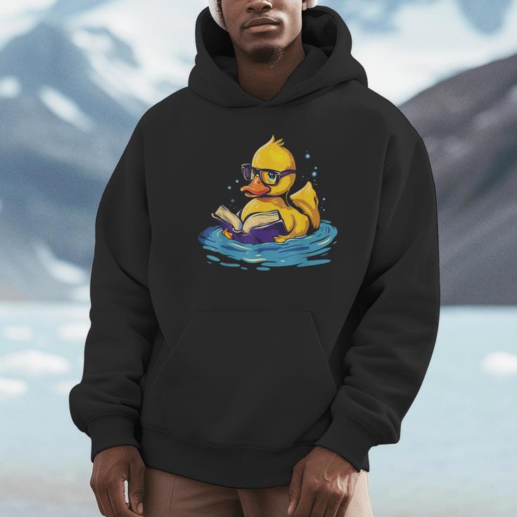 Rubber Duck Reading Book Swim Rubber Duckling Rubber Duckie Unisex Hoodie
