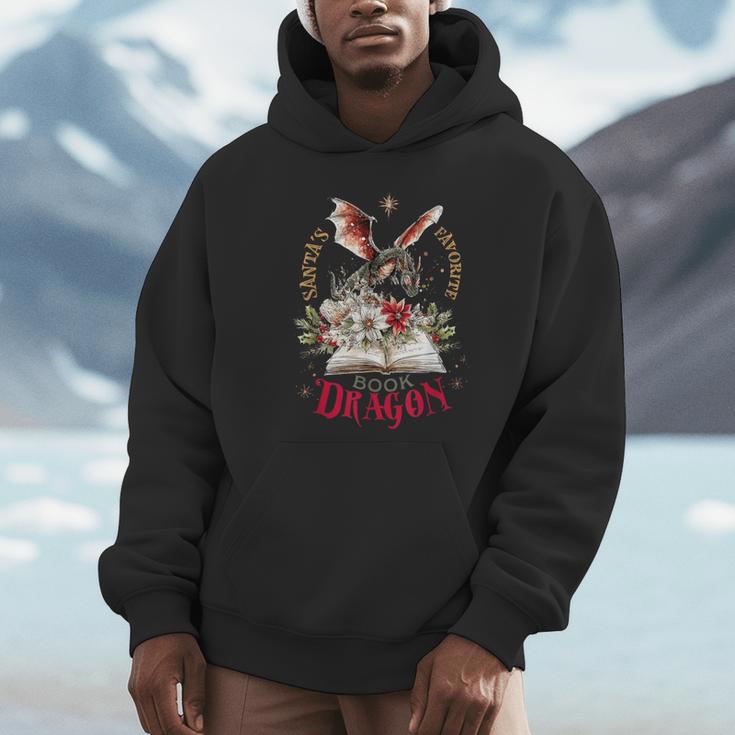 Santa's Favorite Book Dragon Christmas Magic Unisex Hoodie